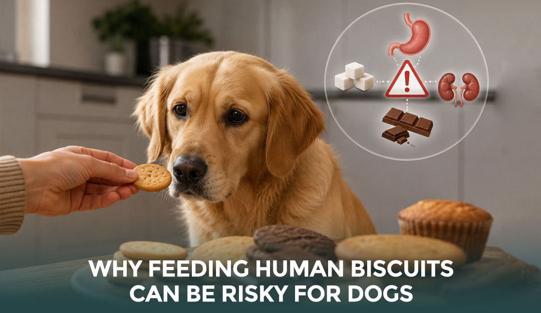 Why feeding human biscuits can be risky for dogs?